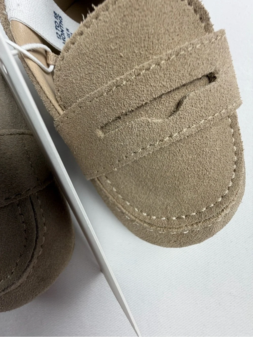 Janie and Jack Light Beige Suede-Look Baby Penny Loafers 12 - 18 months